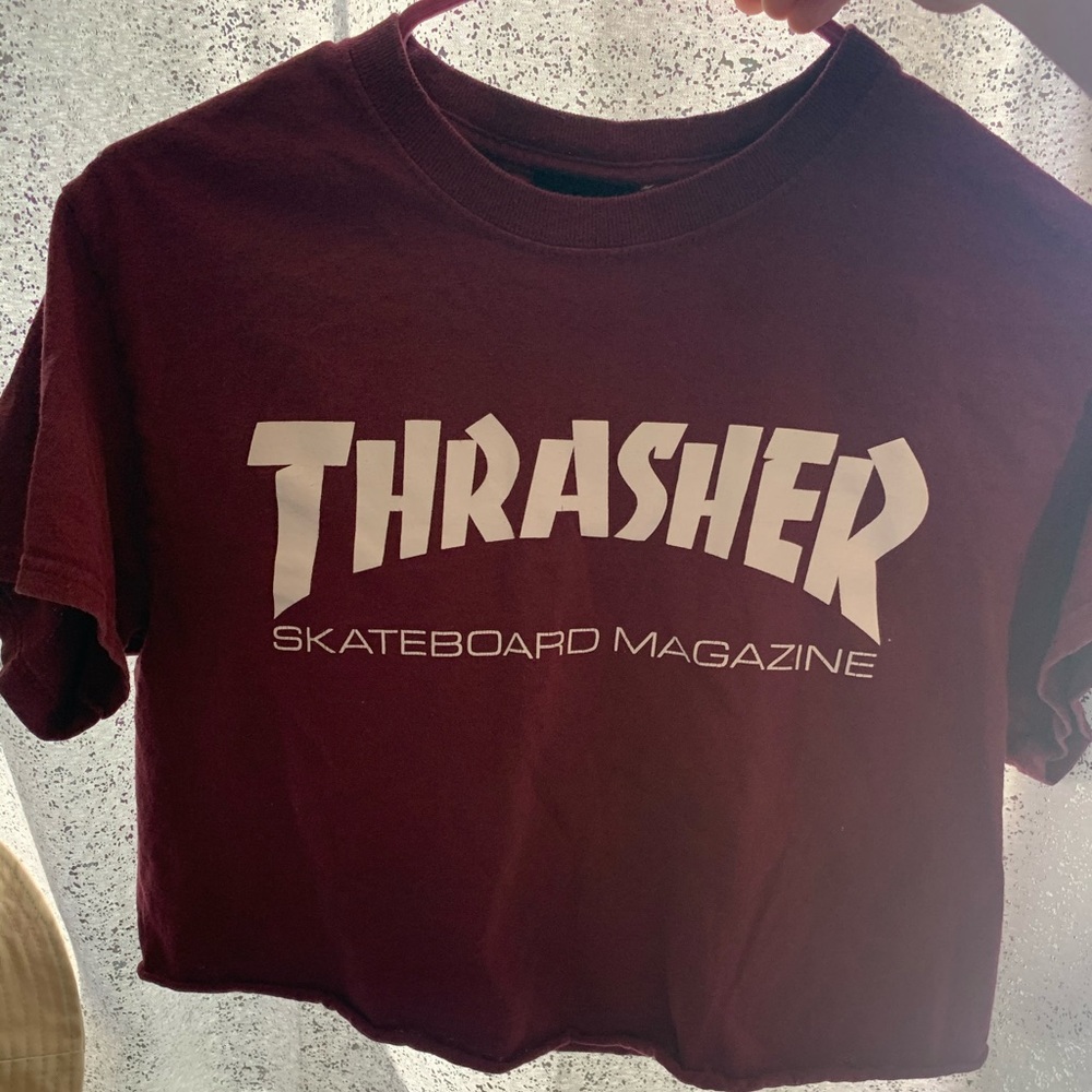Thrasher Skate Mag Burgundy Boyfriend Fit T-Shirt